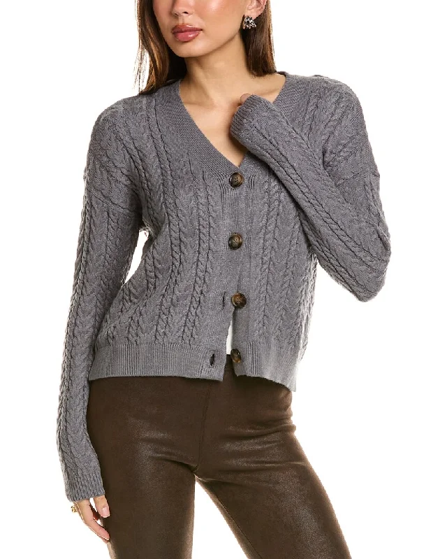 V - Neck Women's Ribbed Sweater Dresses with Belt for a Defined WaistT Tahari Cable Cardigan V - Neck Women's Ribbed Sweater Dresses with Belt for a Defined WaistT Tahari Cable Cardigan