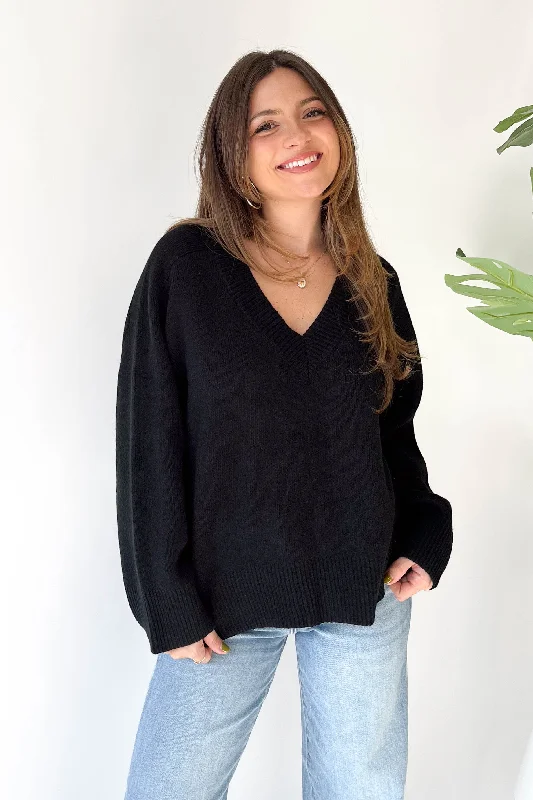 Short Sleeve Women's Cotton Blend Sweaters in Pastel ColorsThoughts of You Sweater in Black