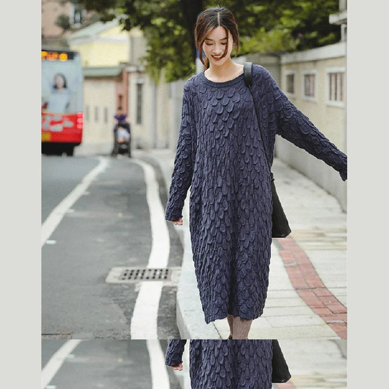 A - Line Women's Merino Wool Sweater Dresses in Classic StylesFine Black And Blue Loose Thicken Sweater Dresses For Women A - Line Women's Merino Wool Sweater Dresses in Classic StylesFine Black And Blue Loose Thicken Sweater Dresses For Women