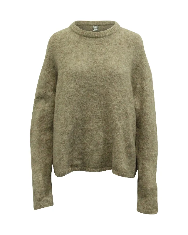 Plus Size Women's Oversized Chunky Knit SweatersTotême Biella Crewneck Sweater in Beige Cashmere Plus Size Women's Oversized Chunky Knit SweatersTotême Biella Crewneck Sweater in Beige Cashmere