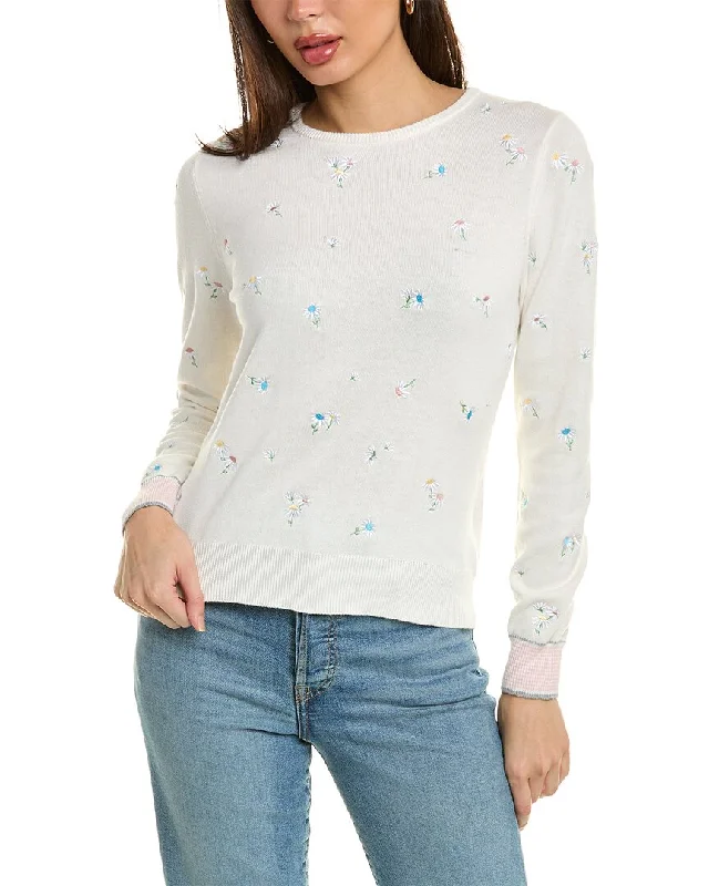 Plus Size Women's Fit - and - Flare Sweater Dresses with Ruffled HemWISPR Embroidered Floral Crewneck Silk-Blend Sweater Plus Size Women's Fit - and - Flare Sweater Dresses with Ruffled HemWISPR Embroidered Floral Crewneck Silk-Blend Sweater