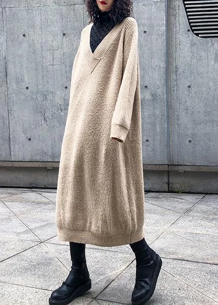 Mini - Length Women's Chunky Knit Sweater Dresses in Bold HuesWomen v neck Sweater dress outfit Largo khaki tunic sweater dress Mini - Length Women's Chunky Knit Sweater Dresses in Bold HuesWomen v neck Sweater dress outfit Largo khaki tunic sweater dress