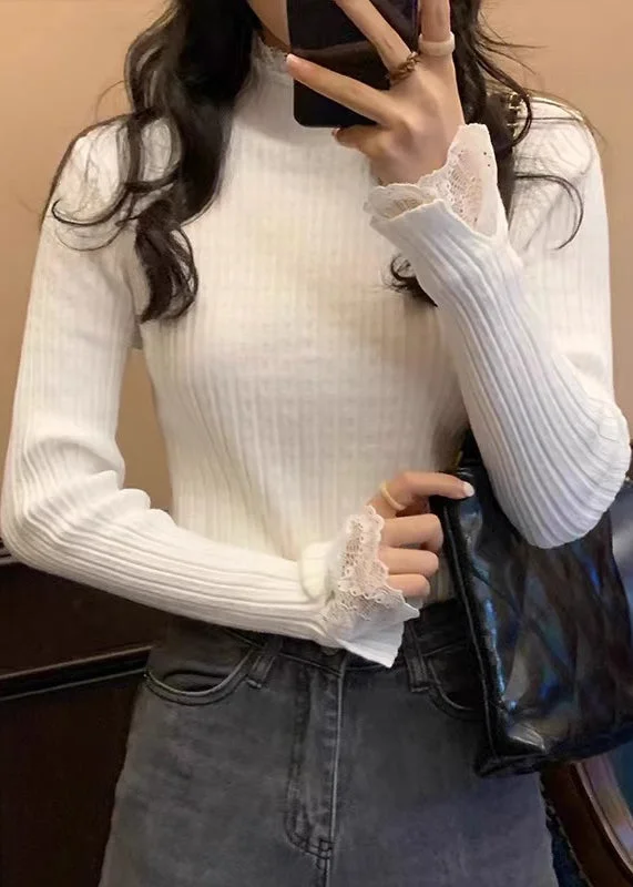 Plus Size Women's Sequined Sweaters for Special OccasionsWomen White Solid Lace Patchwork Knit Sweaters Fall Plus Size Women's Sequined Sweaters for Special OccasionsWomen White Solid Lace Patchwork Knit Sweaters Fall