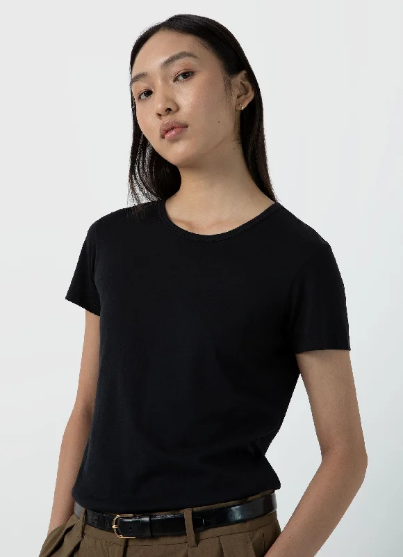 Crew Neck Women T Shirt with a Timeless DesignWomen's Classic T-shirt in Black