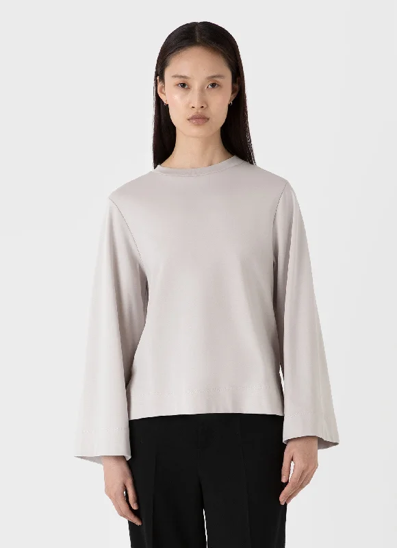 Pocketed Women T Shirt for Added FunctionalityWomen's Wide Sleeve T-shirt in Putty