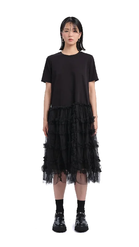 Mini Women Dress with a Short Hem for a Young and Trendy StyleMesh Layered Dress