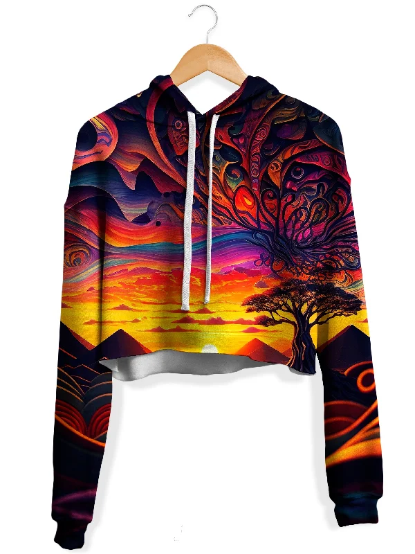 Acid Sunset Fleece Crop Hoodie