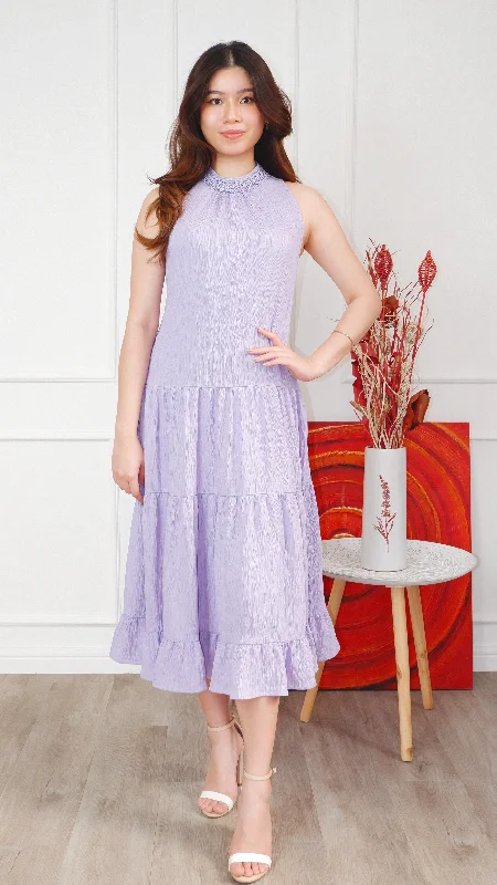 Ruffled Women Dress with Multiple Layers for a Playful and Girly StyleAlda High Neck Lace Collar Tiers Dress Ruffled Women Dress with Multiple Layers for a Playful and Girly StyleAlda High Neck Lace Collar Tiers Dress