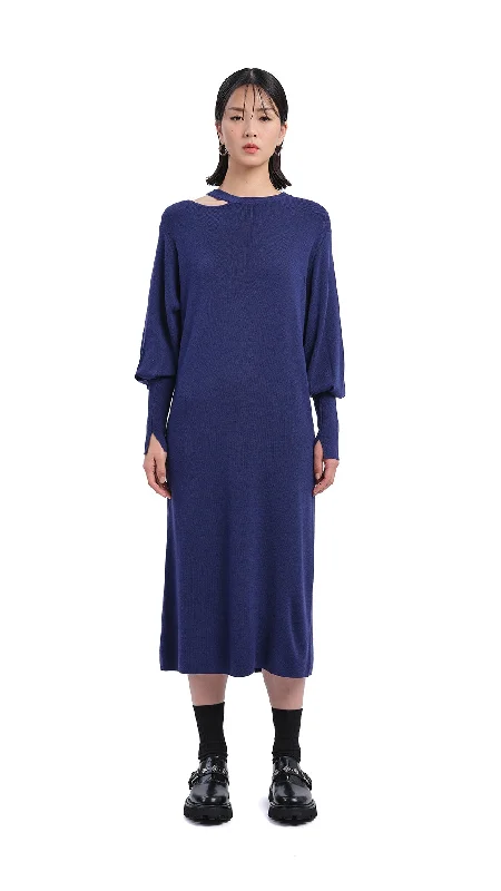 Pleated Women Dress with a Timeless and Elegant TextureBiella Wool Knit Dress
