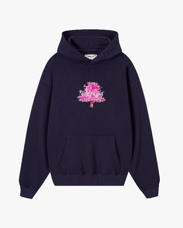 Women's hoodie with a glittery print for a glamorous and sparkly appearanceFLEUR DE CERISIER HOOD NAVY