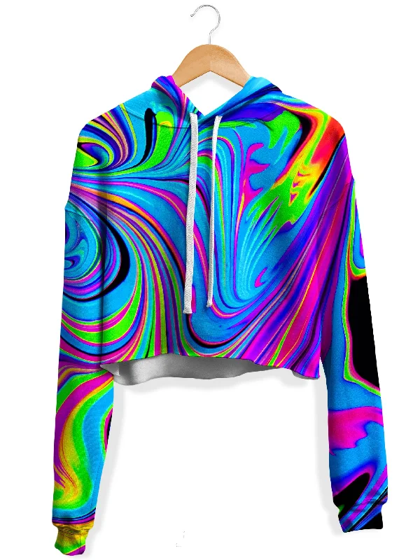 Cosmic Flow Fleece Crop Hoodie