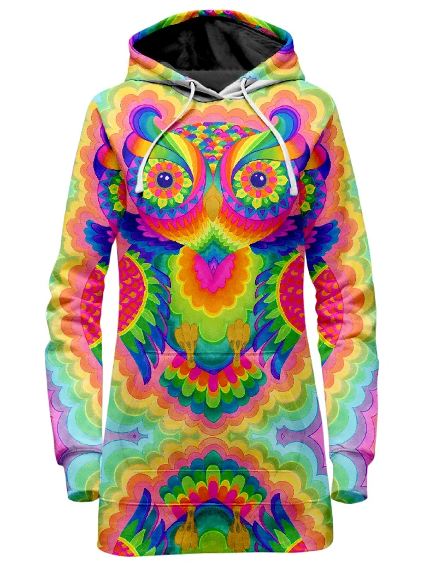 Women's tie - front hoodie in a lightweight fabric for summer layeringCosmic Owl Hoodie Dress