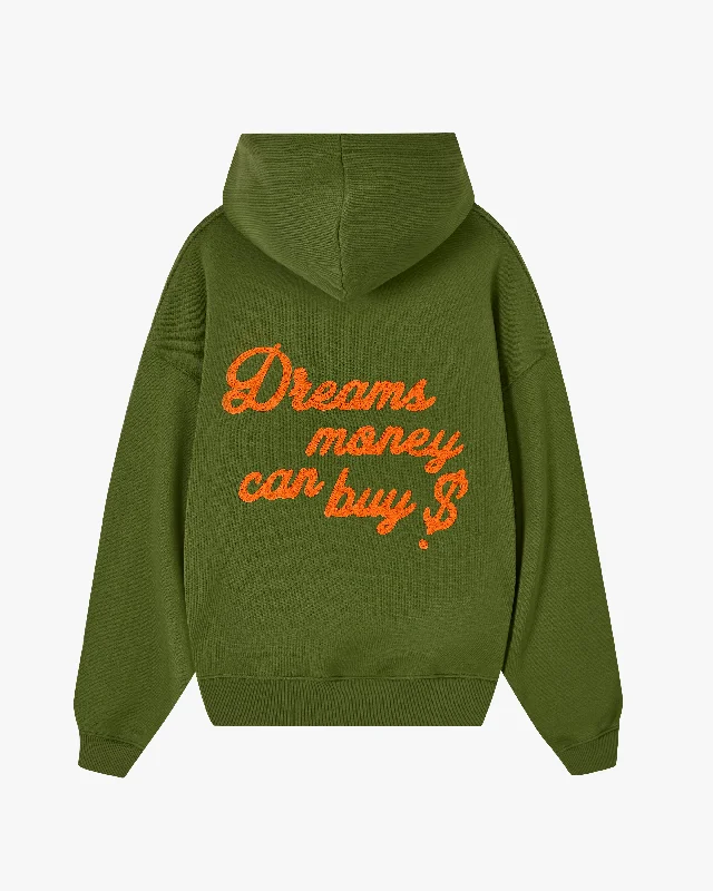Women's cropped sweatshirt with a slogan graphic for a fun and expressive lookLA MONNAIE HOOD GREEN Women's cropped sweatshirt with a slogan graphic for a fun and expressive lookLA MONNAIE HOOD GREEN