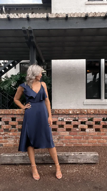 Sleeveless Women Dress in Bright Colors for Summer PartiesCelebration by Shine On Jaide Wrap Dress Navy Sleeveless Women Dress in Bright Colors for Summer PartiesCelebration by Shine On Jaide Wrap Dress Navy