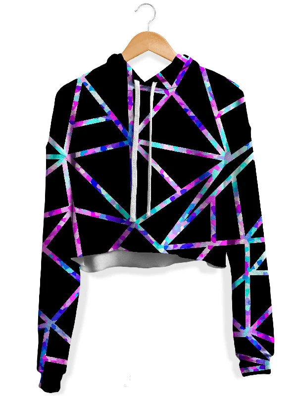 Women's color - block hoodie combining bold hues for a fashion - forward statementGlitter Geometric Fleece Crop Hoodie Women's color - block hoodie combining bold hues for a fashion - forward statementGlitter Geometric Fleece Crop Hoodie