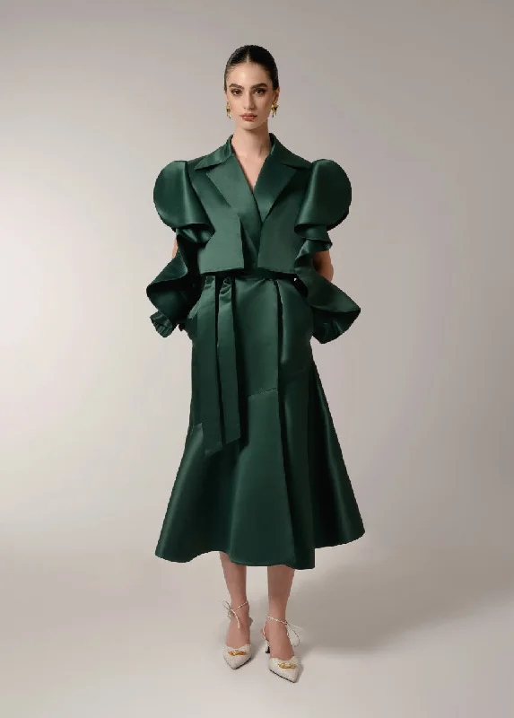 Off - the - Shoulder Women Dress for a Romantic and Feminine LookGREEN TRENCH-DRESS