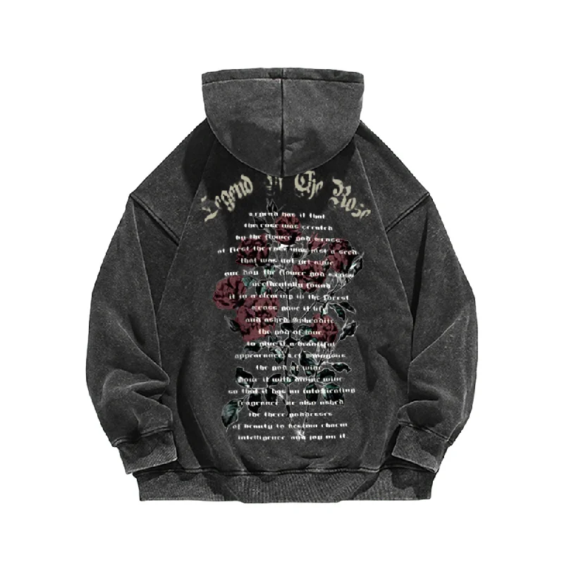 Women's fleece - lined hoodie with thumbholes for warmth in winterHigh Street rose text Washed Hoodie