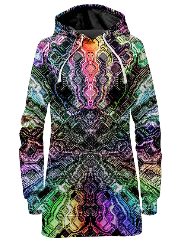 Women's zip - front sweatshirt with contrast stitching for a sporty aestheticHolographic Storm Hoodie Dress