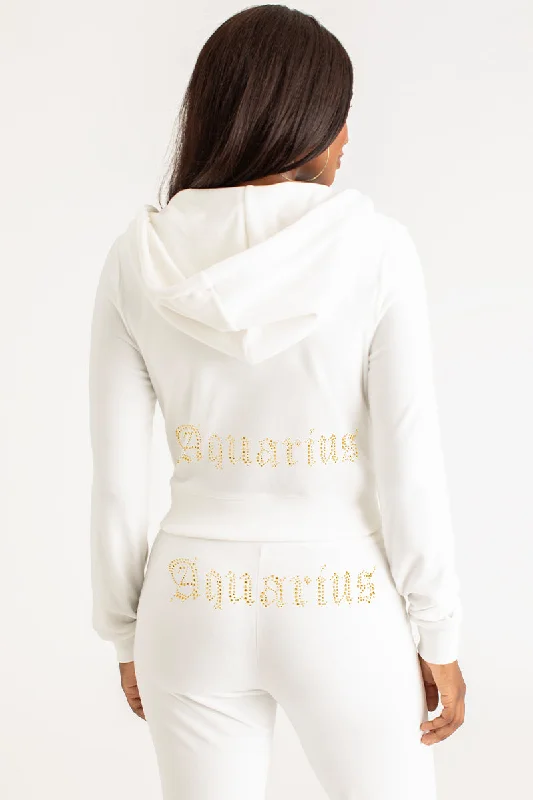 Women's pullover hoodie with a side slit for a modern and relaxed fitAquarius Big Bling Velour Hoodie Women's pullover hoodie with a side slit for a modern and relaxed fitAquarius Big Bling Velour Hoodie