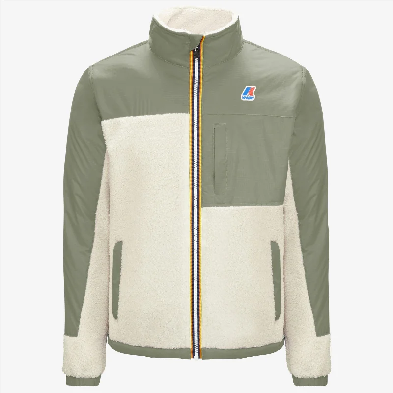 Women's military - style jackets with epaulets for a tough and fashionable appearanceNersev Orsetto - Unisex Fleece Top in Ecru - Green Blackish Women's military - style jackets with epaulets for a tough and fashionable appearanceNersev Orsetto - Unisex Fleece Top in Ecru - Green Blackish