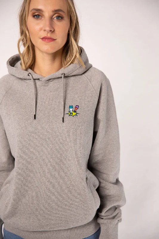 Women's long - sleeve cropped sweatshirt with ribbed cuffs for a snug fitKleiner Klopfer | Bestickter Bio-Baumwoll Frauen Hoodie