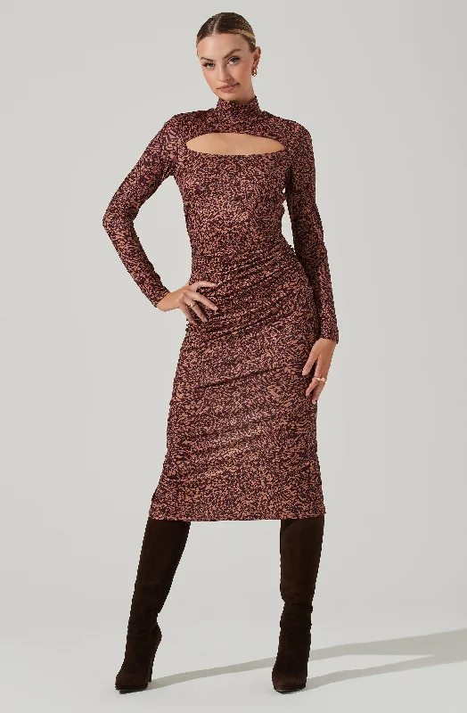 Printed Abstract Women Dress for a Modern and Artistic AppealLeighton Geo Print Cutout Midi Dress Printed Abstract Women Dress for a Modern and Artistic AppealLeighton Geo Print Cutout Midi Dress