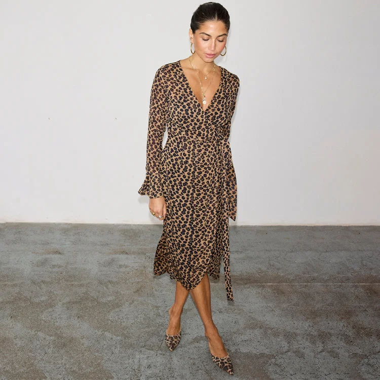 Backless Women Dress for a Sexy and Alluring Look at Evening EventsLeopard Lucia Sheer Wrap Dress Petite Backless Women Dress for a Sexy and Alluring Look at Evening EventsLeopard Lucia Sheer Wrap Dress Petite