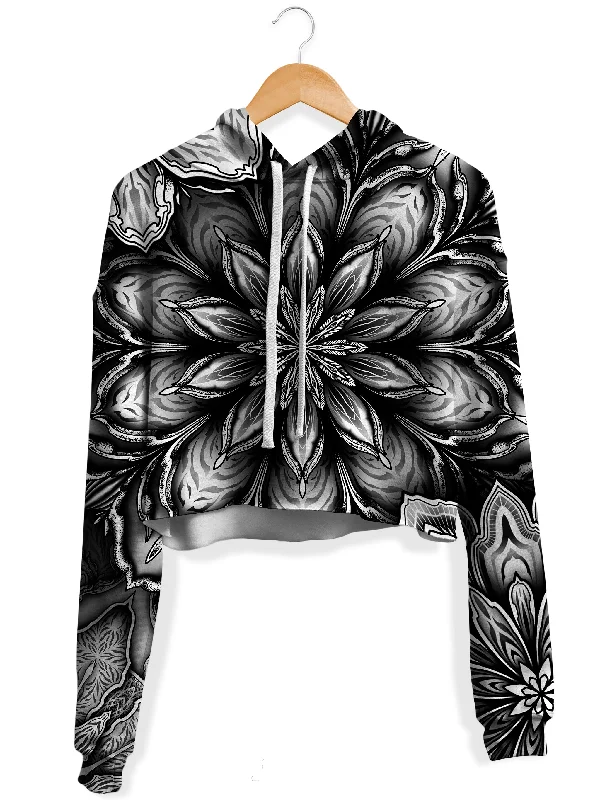 Women's hoodie with a kangaroo pocket and a pom - pom drawstring for added charmMandalas Fleece Crop Hoodie Women's hoodie with a kangaroo pocket and a pom - pom drawstring for added charmMandalas Fleece Crop Hoodie