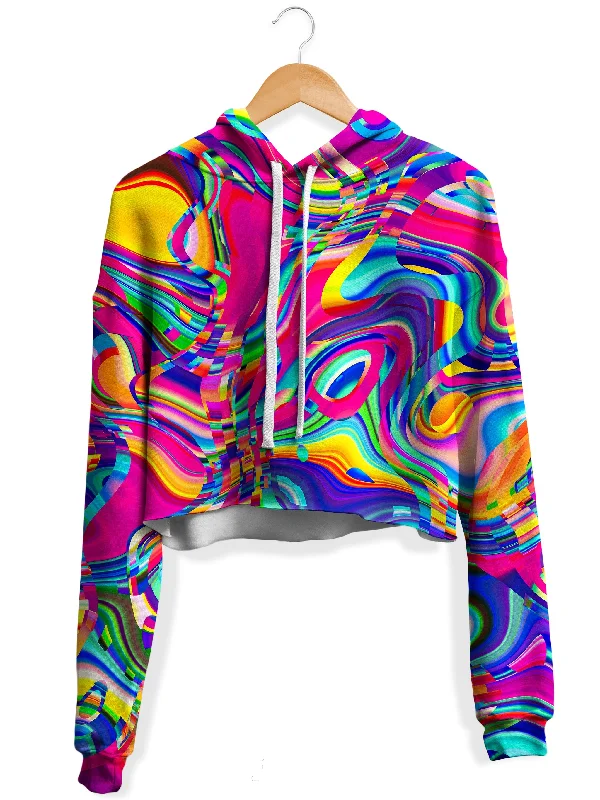 Women's tie - front hoodie in a lightweight fabric for summer layeringPsych Dip Fleece Crop Hoodie