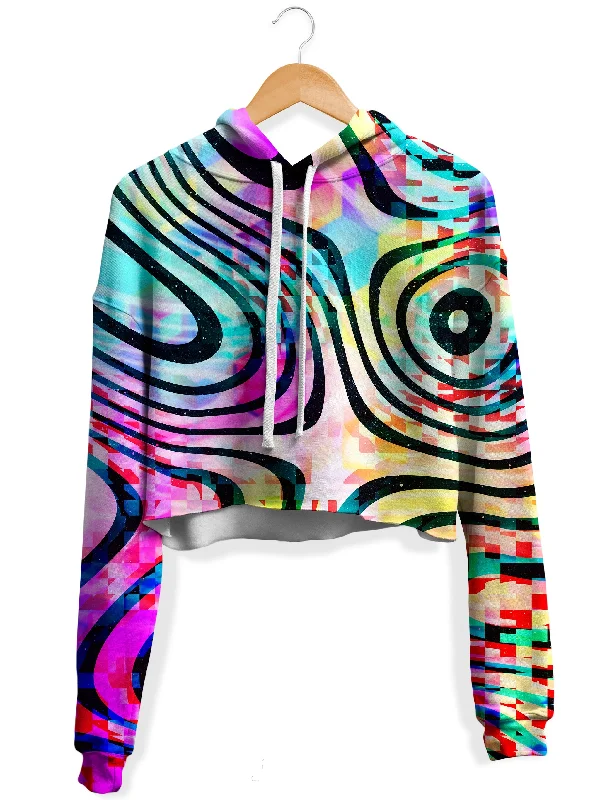 Women's zip - front sweatshirt with contrast stitching for a sporty aestheticPsytrance Fleece Crop Hoodie Women's zip - front sweatshirt with contrast stitching for a sporty aestheticPsytrance Fleece Crop Hoodie