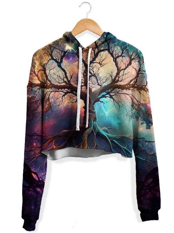Women's pullover hoodie with a side slit for a modern and relaxed fitRooted Universe Fleece Crop Hoodie Women's pullover hoodie with a side slit for a modern and relaxed fitRooted Universe Fleece Crop Hoodie