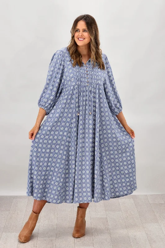 Salty Bright Julia Balloon Sleeve Dress Powder Blue Print