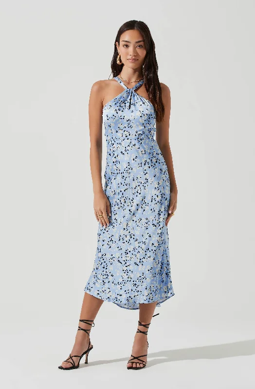 Off - the - Shoulder Women Dress for a Romantic and Feminine LookSandrine Abstract Halter Midi Dress Off - the - Shoulder Women Dress for a Romantic and Feminine LookSandrine Abstract Halter Midi Dress