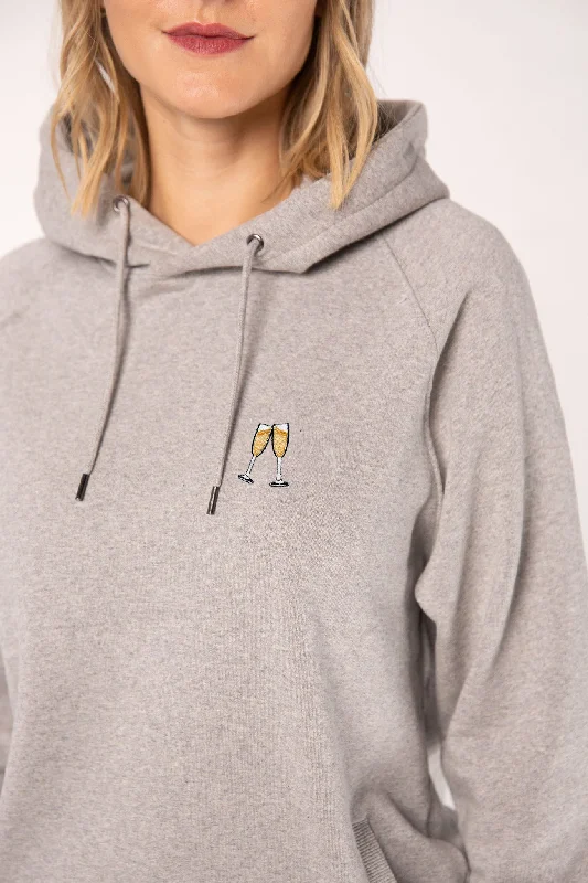 Women's crew - neck sweatshirt in a heather gray shade for a classic and versatile optionSekt | Bestickter Bio-Baumwoll Frauen Hoodie Women's crew - neck sweatshirt in a heather gray shade for a classic and versatile optionSekt | Bestickter Bio-Baumwoll Frauen Hoodie