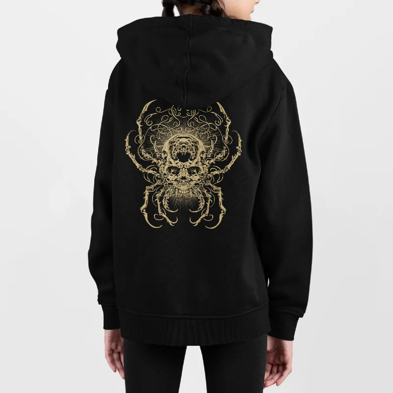 Women's hoodie with a detachable hood for customizable stylingSkull Spider - Pullover Hoodie Women's hoodie with a detachable hood for customizable stylingSkull Spider - Pullover Hoodie