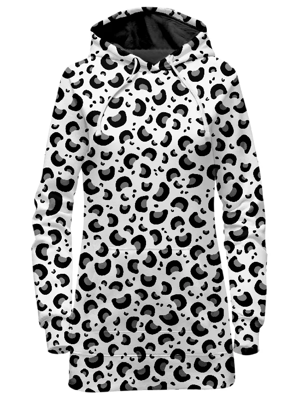 Women's cropped sweatshirt with a lace - trimmed hem for a romantic lookSnow Leopard Print Hoodie Dress Women's cropped sweatshirt with a lace - trimmed hem for a romantic lookSnow Leopard Print Hoodie Dress