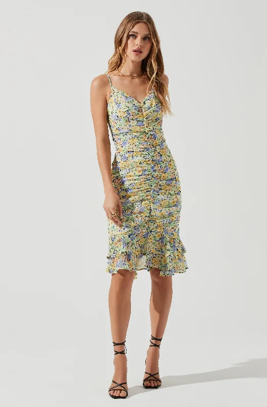 Ball Gown Women Dress with a Full Skirt for a Princess - like LookTawny Floral Ruched Midi Dress Ball Gown Women Dress with a Full Skirt for a Princess - like LookTawny Floral Ruched Midi Dress