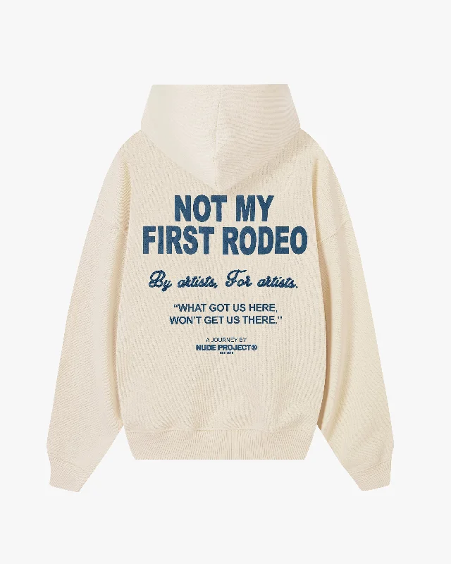 Women's sweatshirt with a mesh panel insert for breathability during workoutsRODEO HOOD MARSHMALLOW Women's sweatshirt with a mesh panel insert for breathability during workoutsRODEO HOOD MARSHMALLOW