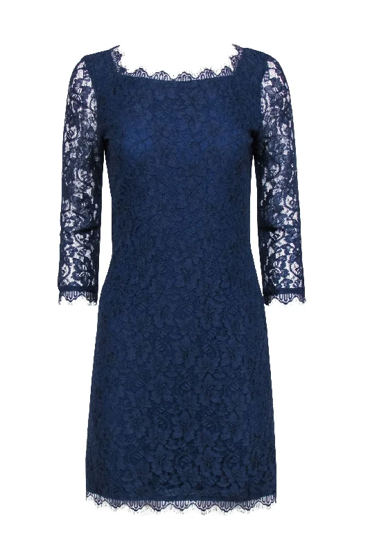 Long - Sleeve Women Dress in Velvet for a Luxurious Winter Look Long - Sleeve Women Dress in Velvet for a Luxurious Winter Look Diane von Furstenberg - Navy Lace Overlay Cocktail "Zarita" Dress Sz 8