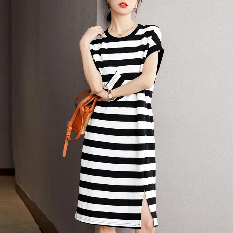 Wrap - Style Women Dress with Adjustable Fit for All Body Types Wrap - Style Women Dress with Adjustable Fit for All Body Types NiDELL Women's Knitted Black and White Striped Dress . Summer New Casual Mid-Length Short Sleeve T-shirt Skirt Overknee Skirt Wrap - Style Women Dress with Adjustable Fit for All Body Types Wrap - Style Women Dress with Adjustable Fit for All Body Types NiDELL Women's Knitted Black and White Striped Dress . Summer New Casual Mid-Length Short Sleeve T-shirt Skirt Overknee Skirt
