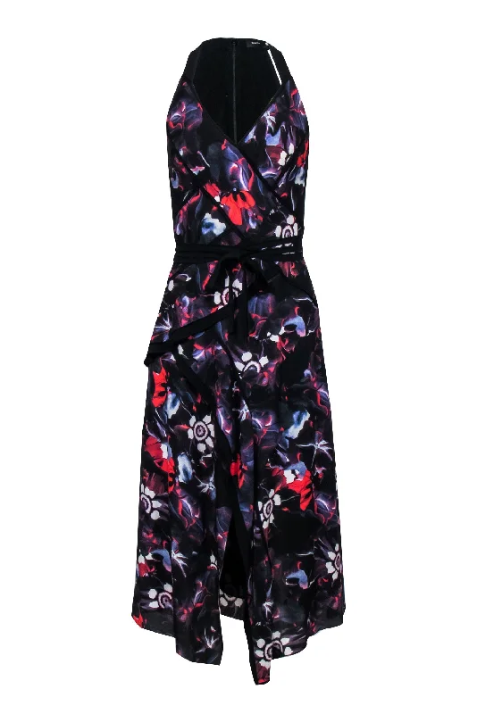 Wrap - Style Women Dress with Adjustable Fit for All Body Types Wrap - Style Women Dress with Adjustable Fit for All Body Types Proenza Schouler - Black w/ Purple & Red Floral Print Sleeveless Midi Dress Sz 2