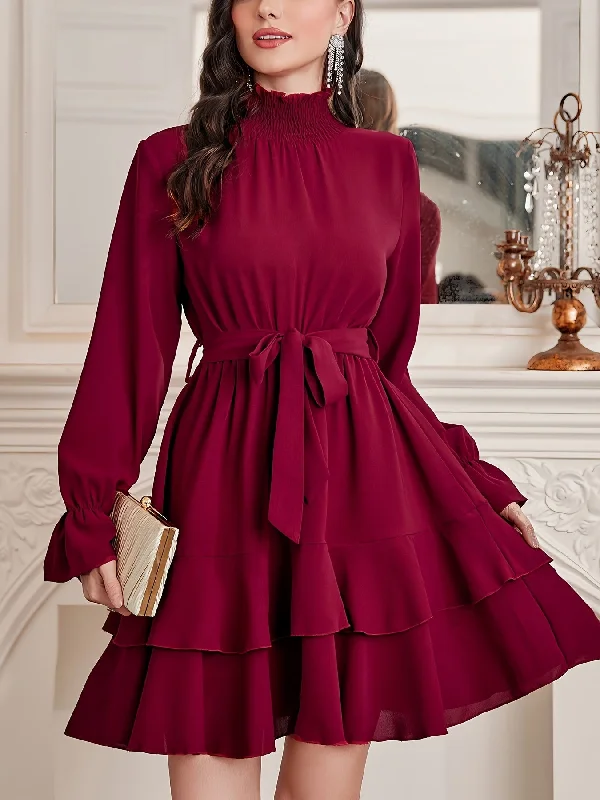 Empire Waist Women Dress to Accentuate the Bust and Conceal the Waist Empire Waist Women Dress to Accentuate the Bust and Conceal the Waist Sixsr Ruffle Hem Layered Dress, Elegant Long Sleeve High Neck Dress, Women's Clothing Empire Waist Women Dress to Accentuate the Bust and Conceal the Waist Empire Waist Women Dress to Accentuate the Bust and Conceal the Waist Sixsr Ruffle Hem Layered Dress, Elegant Long Sleeve High Neck Dress, Women's Clothing