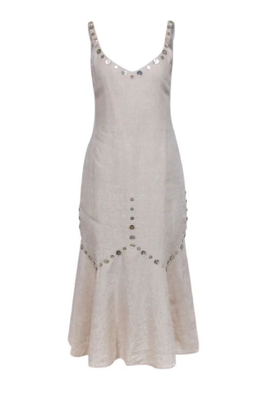 Maxi Women Dress with Floral Print for a Bohemian Vibe Maxi Women Dress with Floral Print for a Bohemian Vibe Staud - Beige Linen Midi Dress w/ Tortoise Button Trim Sz 4 Maxi Women Dress with Floral Print for a Bohemian Vibe Maxi Women Dress with Floral Print for a Bohemian Vibe Staud - Beige Linen Midi Dress w/ Tortoise Button Trim Sz 4
