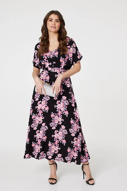 Maxi dresses with balloon sleeves for a vintage - inspired styleFloral V-Neck Maxi Dress with Belt Maxi dresses with balloon sleeves for a vintage - inspired styleFloral V-Neck Maxi Dress with Belt