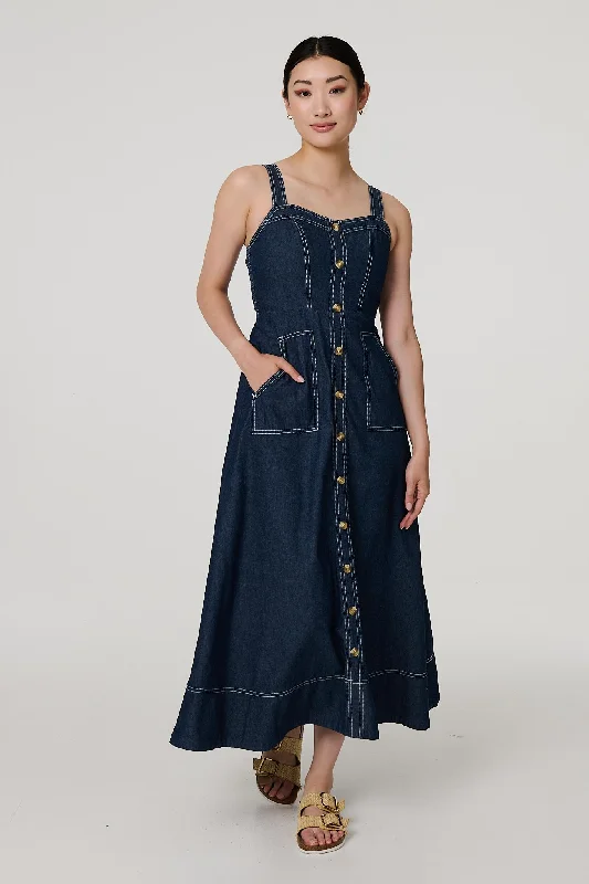 Maxi dresses with geometric prints for a contemporary aestheticDenim Fit & Flare Midi Dress Maxi dresses with geometric prints for a contemporary aestheticDenim Fit & Flare Midi Dress