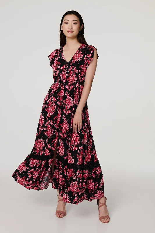 Maxi dresses with one - shoulder designs for a stylish and asymmetric lookFloral Cap Sleeve Tiered Maxi Dress Maxi dresses with one - shoulder designs for a stylish and asymmetric lookFloral Cap Sleeve Tiered Maxi Dress