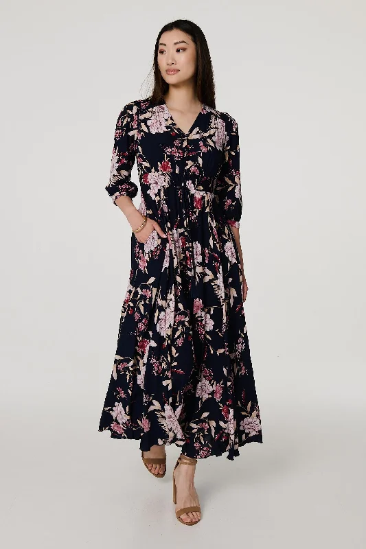 Maxi dresses with polka dot prints for a playful styleFloral 3/4 Sleeve A-Line Maxi Dress Maxi dresses with polka dot prints for a playful styleFloral 3/4 Sleeve A-Line Maxi Dress