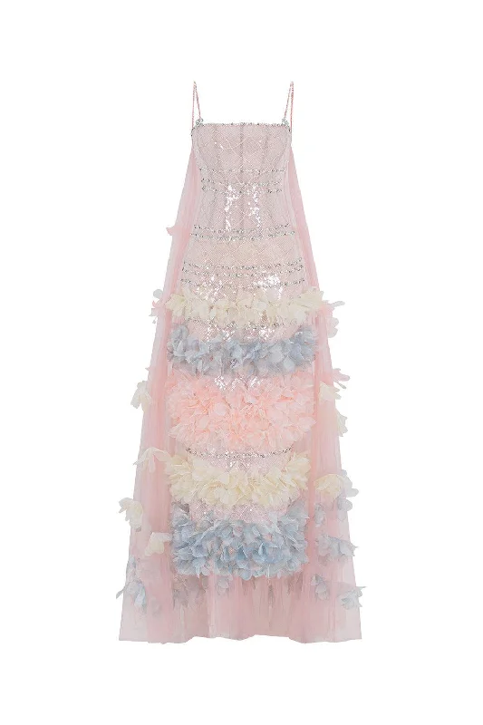 Maxi dresses with cut - out details on the sides for a modern edgeIssabella Sheath Ruffle Layer Mesh Sequin Maxi Dress Maxi dresses with cut - out details on the sides for a modern edgeIssabella Sheath Ruffle Layer Mesh Sequin Maxi Dress