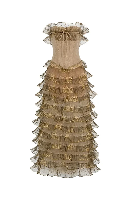 Maxi dresses with an empire waist for a flattering fit on all body typesTiffany Strapless Ruffle Layer Taffeta Ankle Length Dress Maxi dresses with an empire waist for a flattering fit on all body typesTiffany Strapless Ruffle Layer Taffeta Ankle Length Dress