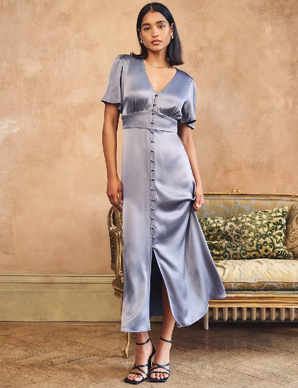 Midi dresses with abstract art prints for an artistic statementBlue Satin Erin Bridesmaid Midaxi Dress Midi dresses with abstract art prints for an artistic statementBlue Satin Erin Bridesmaid Midaxi Dress